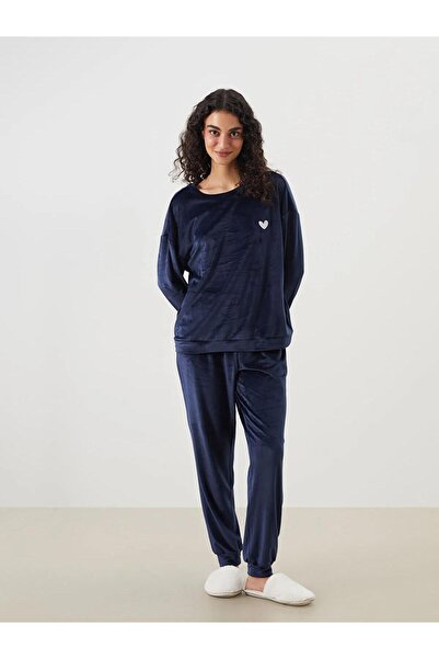 LC Waikiki Crew Neck Embroidered Long Sleeve Women's Pajama Set (W5)