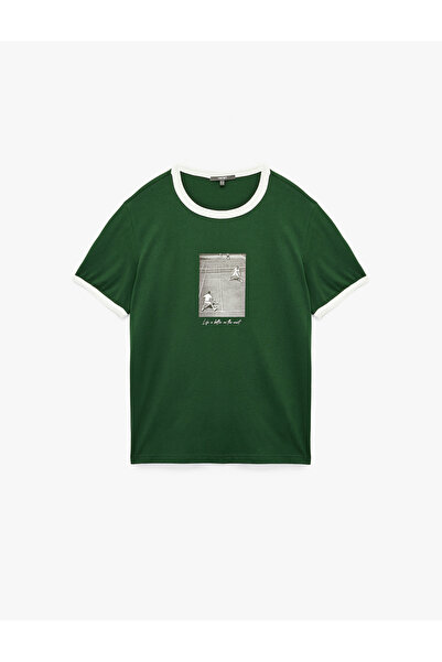 Koton Tricou cu mânecă scurtă Regular Fit cu vipușcă guler rotund Bumbac cu i...