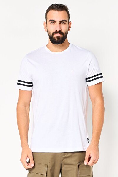 French Connection Men Crew Neck Short Sleeve Brand Logo T-Shirt, White