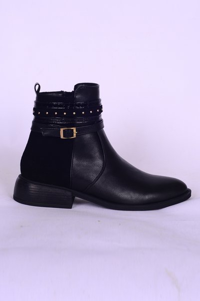 Kuum Kum K153645 FASHION Μαύρες γυναικείες ορθοπεδικές μπότες από δέρμα με ορ...