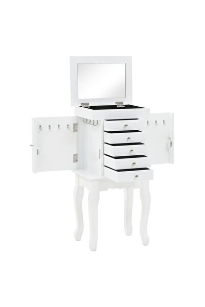 vidaxl خزانة مجوهرات قائمة بذاتها بيضاء