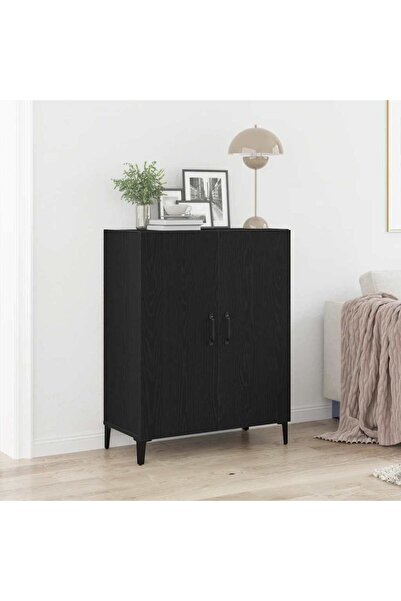 vidaxl خزانة جانبية من خشب البلوط الأسود، 69.5 × 34 × 90 سم، مصنوعة من الخشب المصنّع