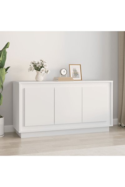 vidaxl خزانة جانبية بيضاء 102×35×55 سم مصنوعة من الخشب المصنّع