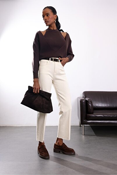 5in1Canpolat Natural Belted Raw Hem Jean 102