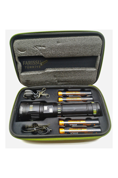 farissu YM-G600 TG 3000M Süper Güçlü Şarjlı El Feneri 6000 Lümen 4×6000 mAh P...