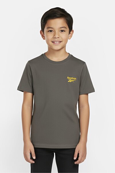 Reebok Kids Boy Sportswear Fit Short Sleeve Outdoor T-Shirt, Khaki