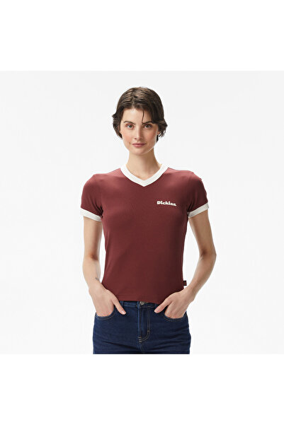 Dickies Slayden Ringer Kadın Kahverengi T-Shirt