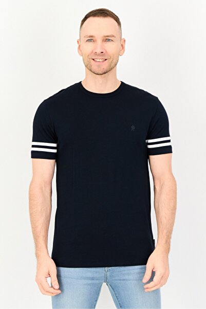 French Connection Men Crew Neck Short Sleeve Brand Logo T-Shirt, Navy