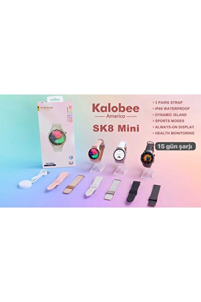 KALOBEE SK-8 MİNİ Süper Amoled Akıllı Saat 3 Kordon