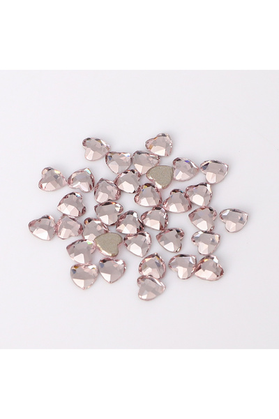 Choice مجموعة أظافر من 50 قطعة من أحجار الراين اللامعة على شكل قلب خوخي مسطح ...