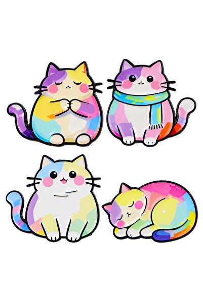 Choice مجموعة من 4 قطع من دبابيس الزينة الملونة الجميلة على شكل قطط، مناسبة ل...