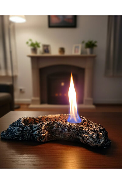 Glowdesigning Masa Üstü Beton Kütük Şeklinde Ateş Çukuru Bacasız Şömine Lav T...