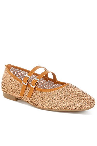 london Rag Women Pin Buckle Strapped Ballerinas in Tan