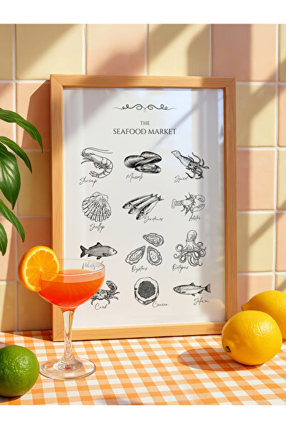 fuart.co Seafood Market Deniz Canlıları Mutfak Serisi Poster (Çerçevesiz)
