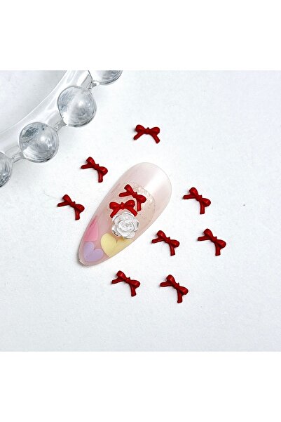 Choice Dark Red 6mm 50PCS 50Pcs Multiple Colors Bowknots Nail Art Charms Mini Adorable Line Bows Ties Resin