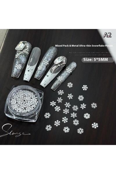 Choice A2 1Box Winter Snowflakes Nail Sparkling Christmas Flakes Spangles Nail Art Decoration Sticker Tips