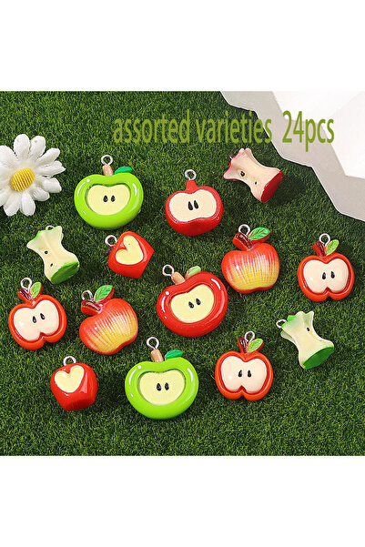 Choice 24 قطعة من الخرز الزخرفي متعدد الألوان على شكل قلب، 6/12/24 قطعة، لصنع...