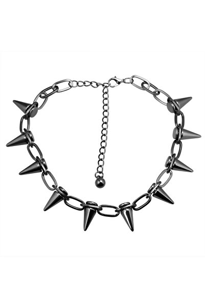 Choice قلادة تشوكر سوداء جديدة مرصعة بمسامير، بنمط بانك جوث، مصنوعة يدويًا من مواد مختلفة، قلادة تشوكر مرصعة بمسامير، قلادة روك جوثي