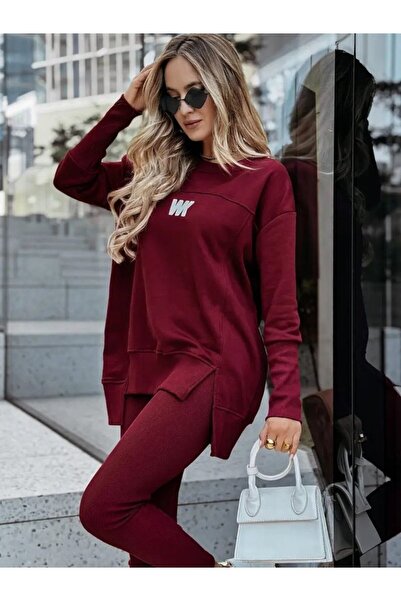 JANES Set din două piese pentru femei, cu mâneci lungi, din viscoză cu guler ...