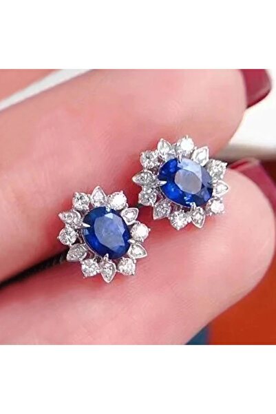 Choice E3301 Huitan Aesthetic Blue CZ Flower Stud Earrings for Women Temperament Daily Wear Elegant Lady Ea