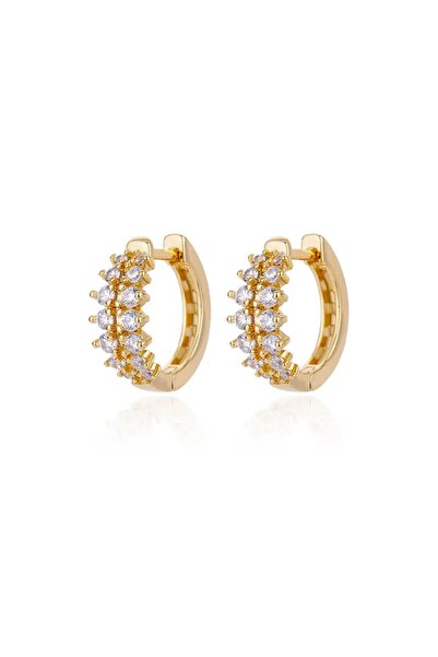 Choice E3127G-1 Cubic Zirconia U Shape Stud Earrings For Women Stainless Stee...