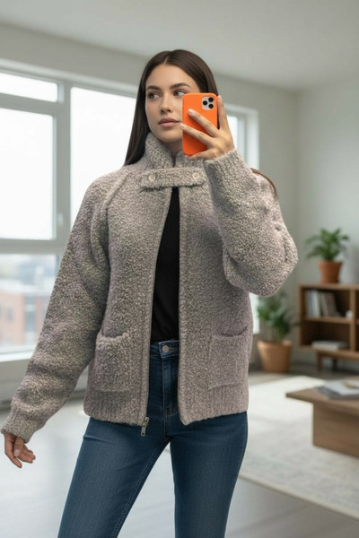 Nuggita Hakim Collar Zippered Boucle Jacket Standard Size