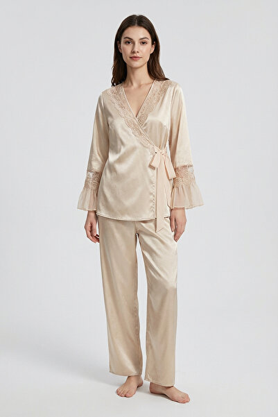 Sistina Gold Rengi Saten Pijama Takımı - 1592
