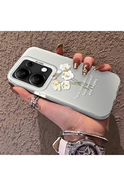 ucuc Xiaomi Redmi Note 14S Compatible Silicone Edge Acrylic Back White Flower...
