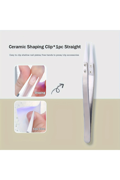 Choice 01 Straight Head Ceramic Head Stainless Steel Nail Shaping Tweezers Cr...