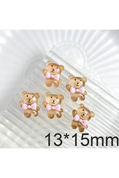 Choice Brown 30pcs 30PCS 3D Kawaii Resin Ballet Bears Nail Charms Transparent Bow Teddy Bear Nail Art Decor
