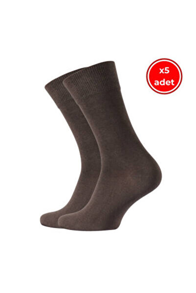 meristanbul Business Socks, 5 Pieces, 39-42, Soft, Cotton, Brown