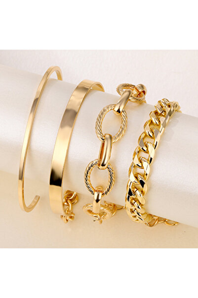 Choice IPA0762-1 طقم أساور معدنية ثقيلة كبيرة وسميكة مكون من 4 قطع، بتصميم با...