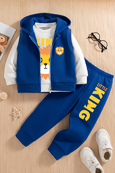 ADABEBEK Premium Young Lion Printed Vest Set 3-Piece Bottom and Top Baby Set ...