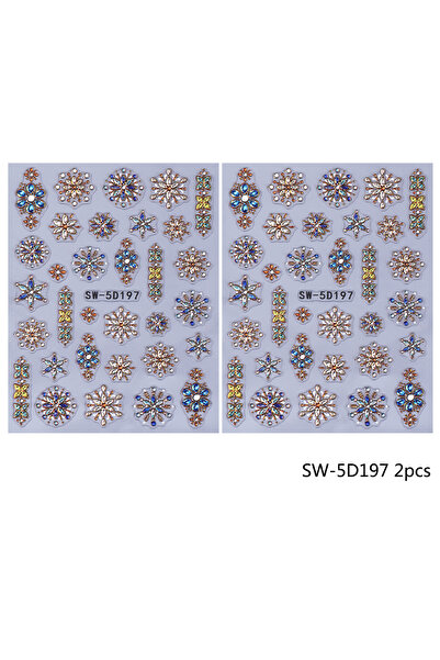 Choice SW-5D197 2pcs 2pcs Bohemian Nail Art Stickers 5D Embossed Love Heart Petals Lines Butterfly Design N
