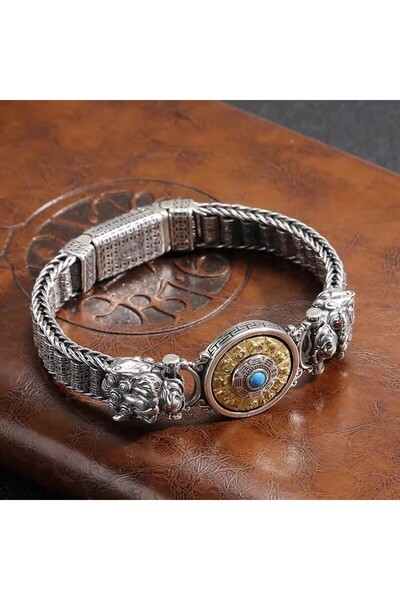 Choice سوار صيني أنيق جديد بلون فضي، طوله 22 سم، موديل E205، بتصميم باجوا بيكسيو أوم ماني بادمي هوم، مستوحى من الطراز القديم.