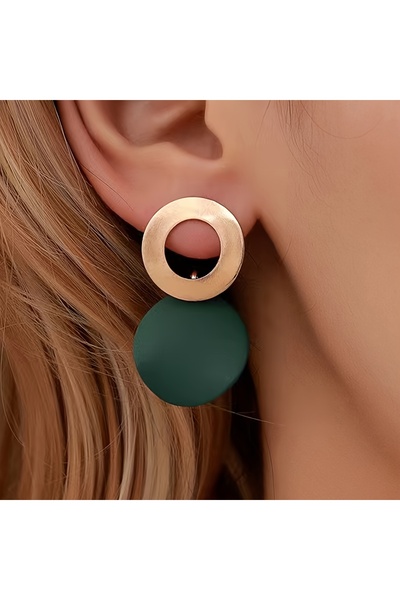 Choice زوج من الأقراط النسائية الخضراء، بتصميم مموج، وأقراط دائرية هندسية مرص...