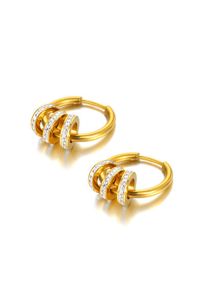 Choice أقراط لوكير E22020G دائرية هندسية من الفولاذ المقاوم للصدأ، مرصعة بكري...