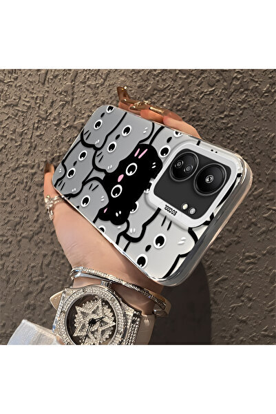 ucuc Xiaomi Poco C65 Compatible Silicone Edge Acrylic Back Sweet Cat Protecti...