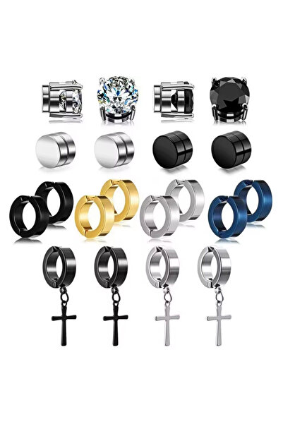 Choice 10 Pairs Set 1/10 Pairs Punk Mens Magnet Magnetic Ear Stud Set, Non Pi...