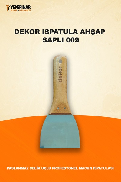 Dekor Ispatula Ahşap Saplı 009 | Paslanmaz Çelik Uçlu Profesyonel Macun Ispat...