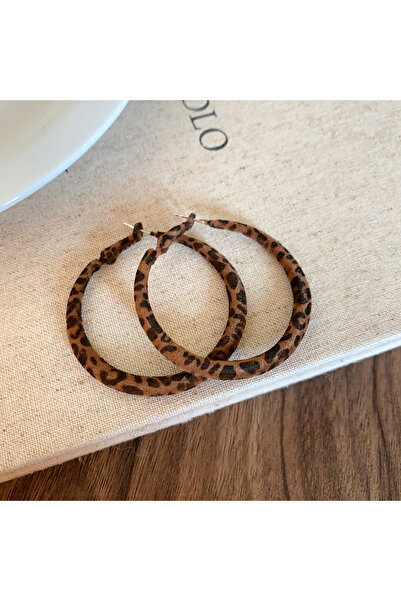 Choice brown Retro Velvet Leopard Print Earrings Exaggerated Loop Earrings Fo...