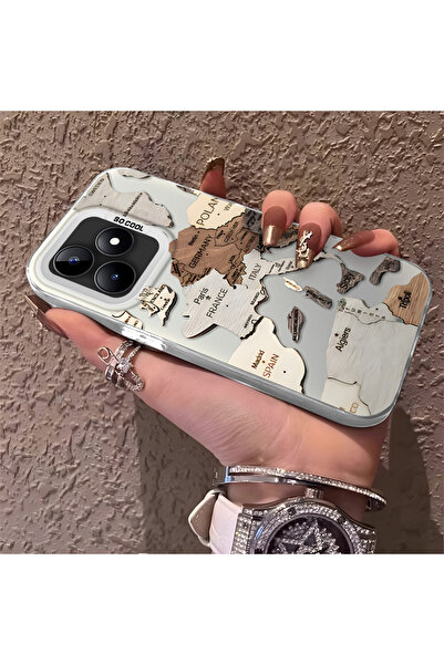 Hontinga حافظة هاتف متوافقة مع هاتف Realme C51، حماية للكاميرا، خريطة خلفية ص...