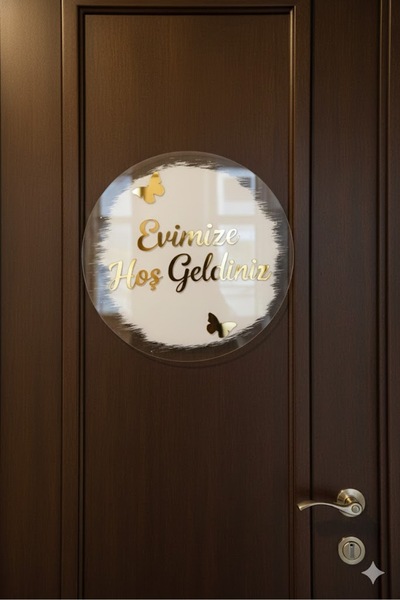 kesita TASARIM Kapı Önü Aksesuar-Evimize Hoş geldiniz Yapışkanlı Pleksi (30*3...