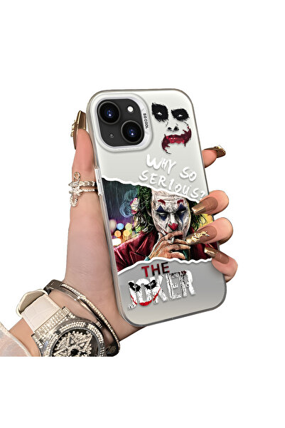 ucuc iPhone 15 Compatible Acrylic Back Silicone Edge Clown Joker Protective Case