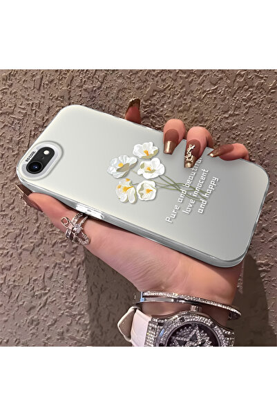 ucuc iPhone 7/8/Se 2020 2022 Compatible Silicone Edge Acrylic Back White Flow...