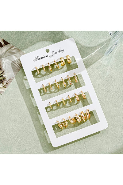 Choice CSY5937301HB 12 زوجًا من الأقراط الذهبية اللون على شكل حرف C للنساء، أ...