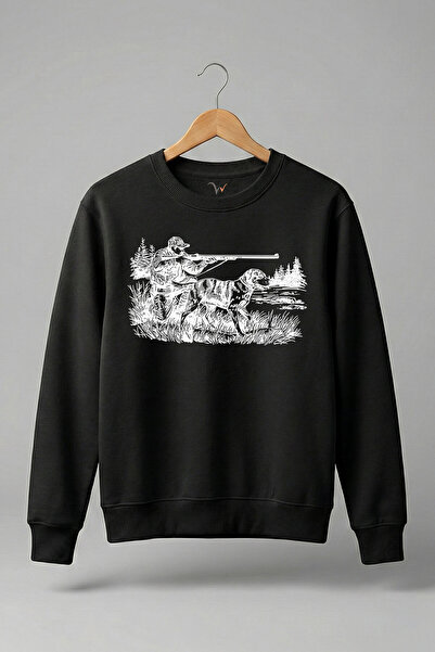 WİDİ Desen cu vânător și câine de vânătoare cu imprimeu bumbac 100% Regular F...