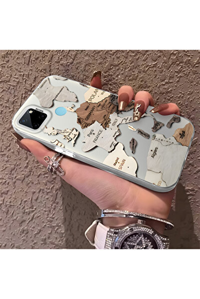 Hontinga حافظة هاتف متوافقة مع هاتف Realme C21Y/C25Y، حماية للكاميرا، خريطة خ...