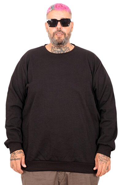 ModeXL Mode XL Large Size Men's Crew Neck Sweatshirt Basic U22465 Black