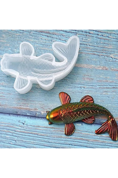 Choice WHITE Koi Fish Silicone Resin Moulds DIY Pendant Goldfish Mold Fish Tail Jewelry for Making Jewelry,